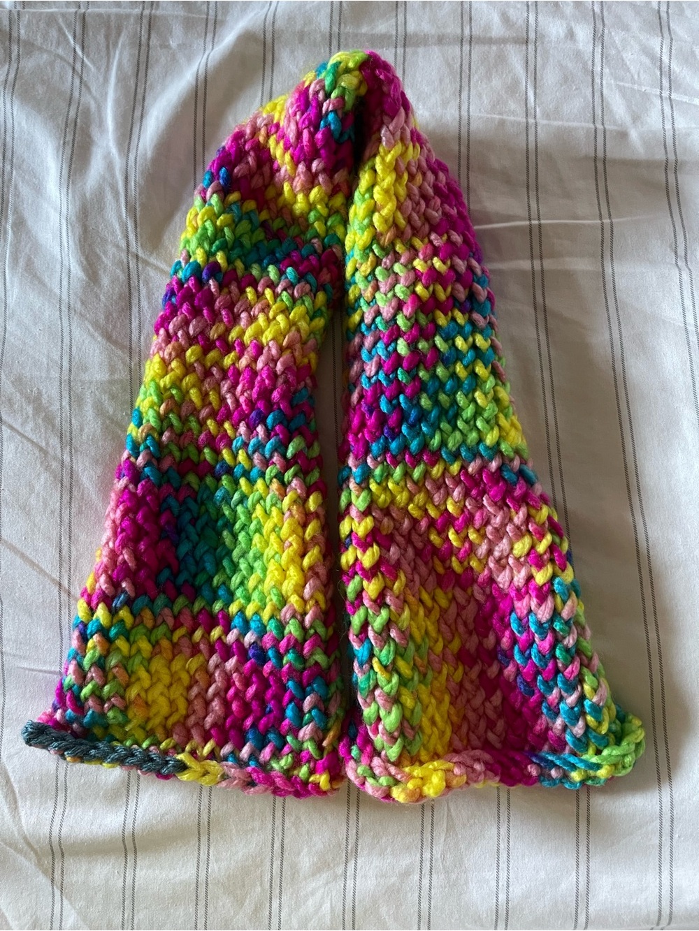 Handmade Knit Colorful Rainbow Mini Scarf